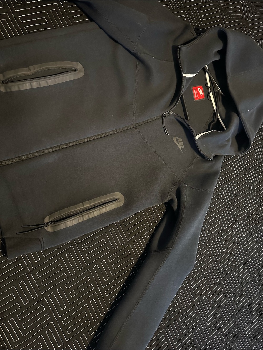 Nike Tech Black Hooded Zip-Up Jacket